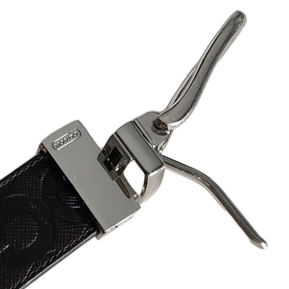 COACH reversible Signature embossed leather dress belt Harness brown 35-39 in - Picture 4 of 8